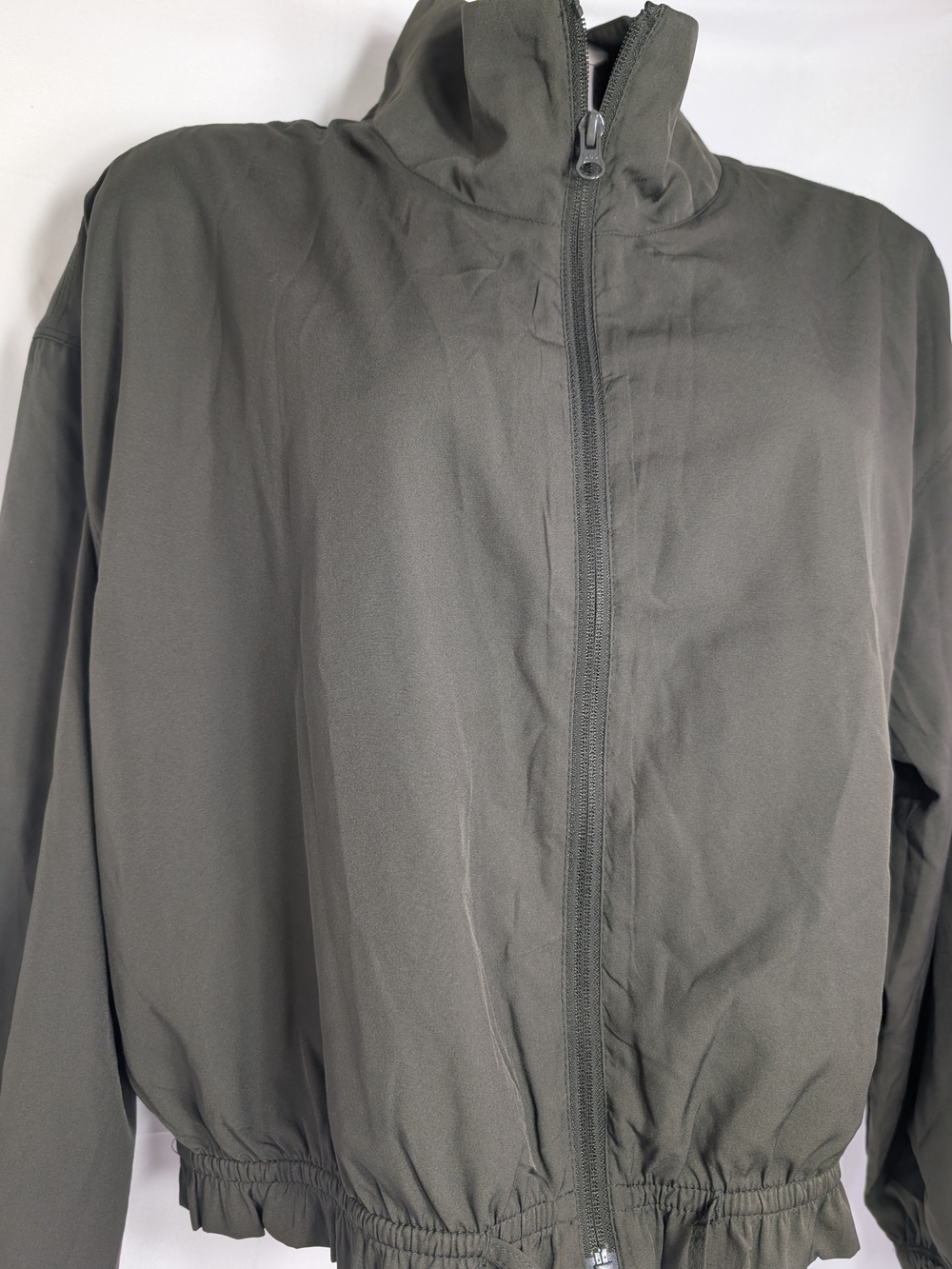 Old Navy Active StretchTech Go-Dry Cropped Windbreaker Jacket Dark Olive Large - Picture 5 of 8